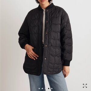 Madewell quilted oversized bomber jacket, size small, black